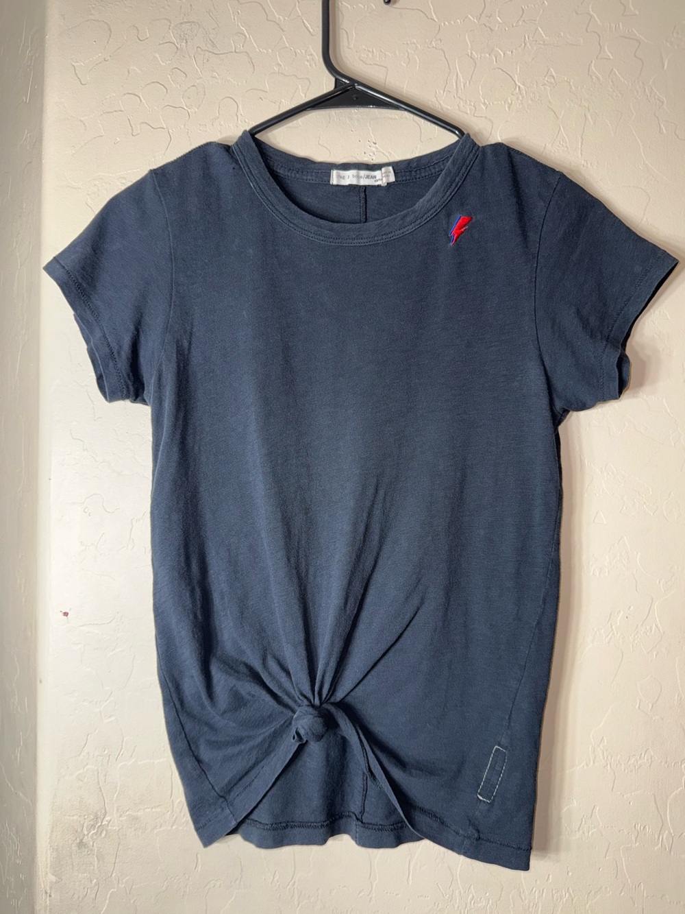 rag & bone/JEAN Pima Cotton Tee XS Black Lightning Bolt Short Sleeve Top